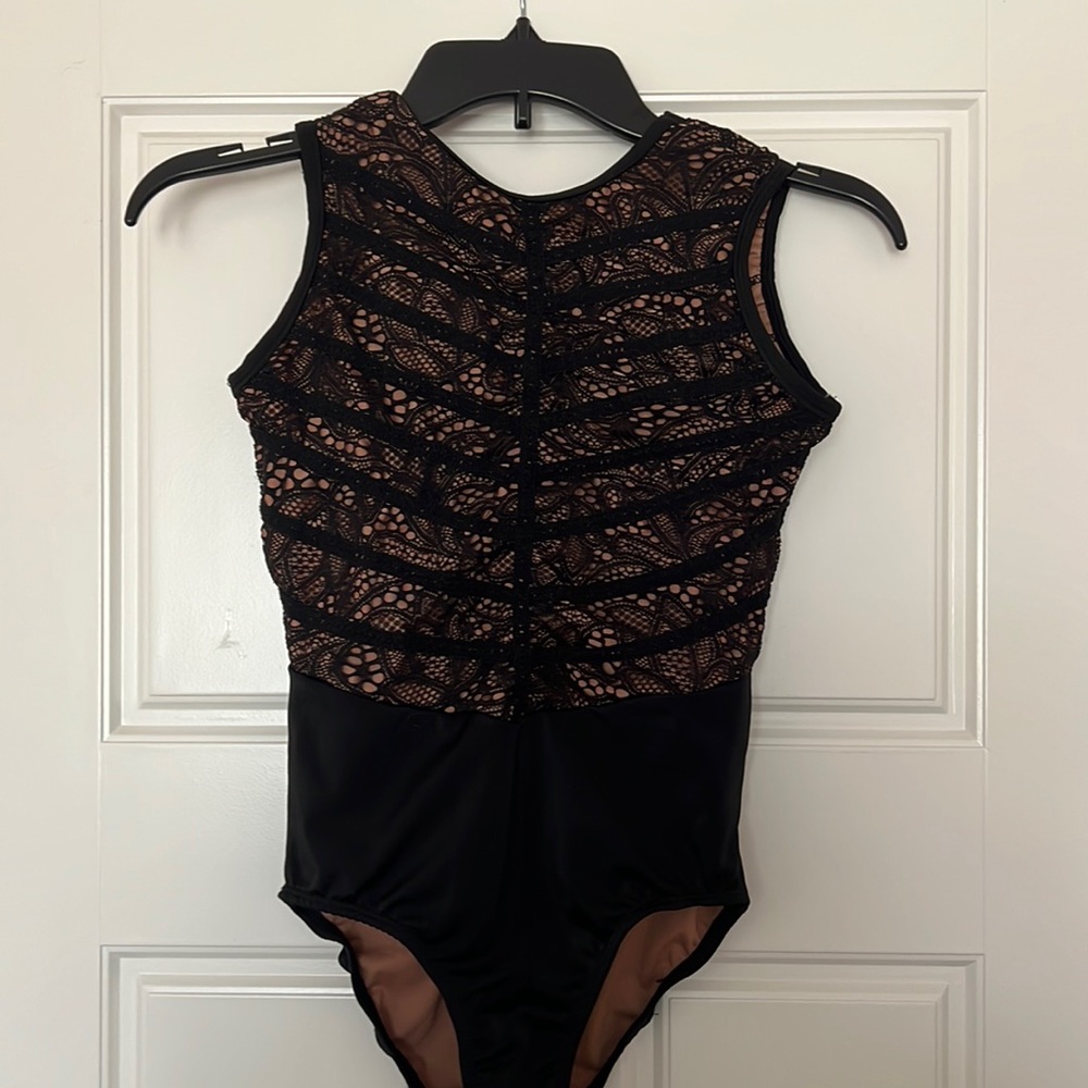 Black Dance Leotard- 10th House - Lace overlay - Strappy Back - Women’s Petite